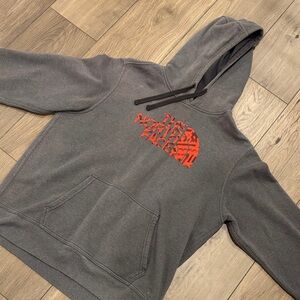 The North Face Charcoal Hoodie with Orange Logo